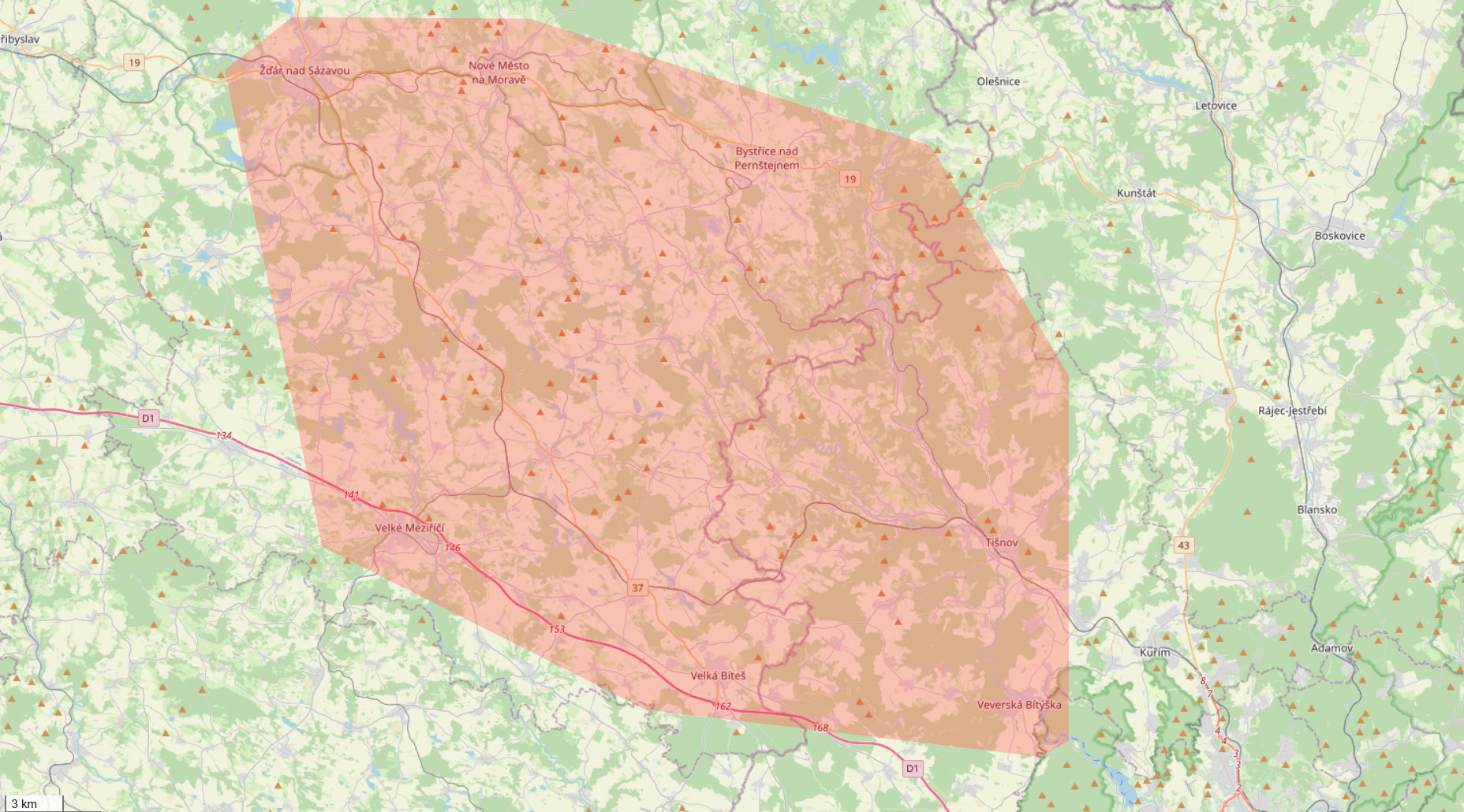 Oblast působení - Bystřice nad Pernštejnem, Žďár nad Sázavou, Nové Město na Moravě, Tišnov, Křižanov, Velká Bíteš, Velké Meziříčí